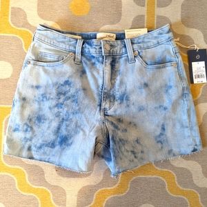 Tie dye effect denim cutoff shorts